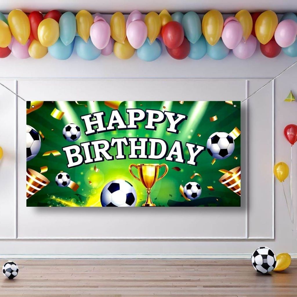 Soccer Theme Happy Birthday Banner for Wall Decor -  4FT X 2FT - 1PC - Party and Festive Needs | Buy online on ZillyBuy