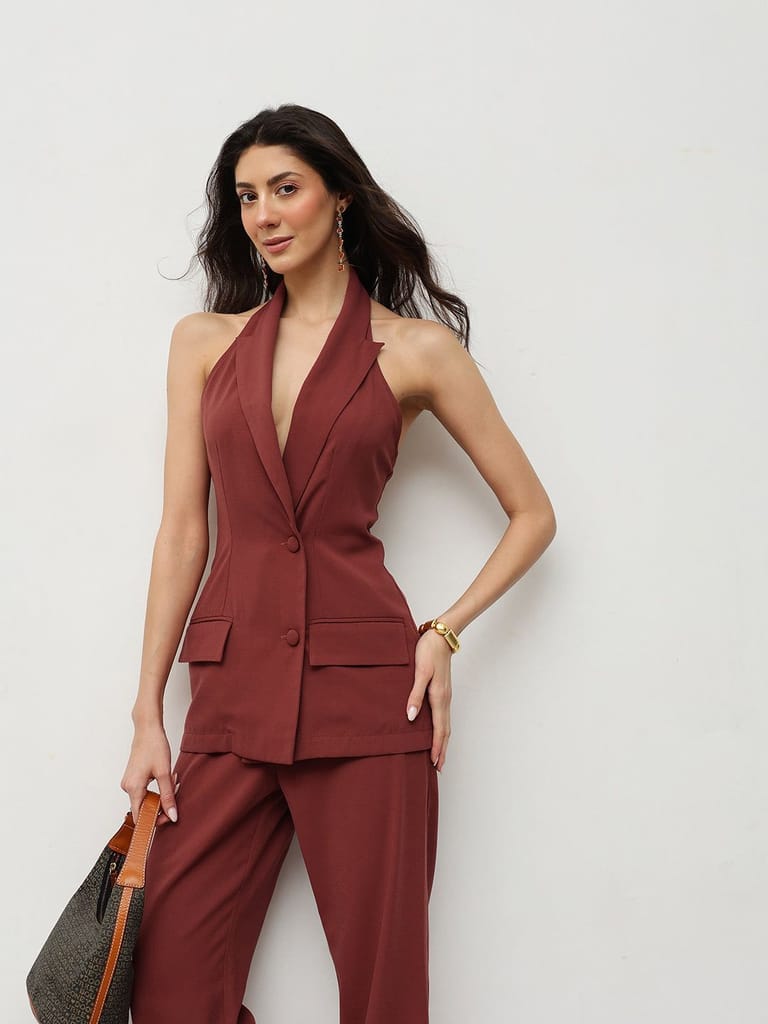 Rust Halter Blazer Co-ord Set - Blazers & Waistcoats | Buy online on ZillyBuy