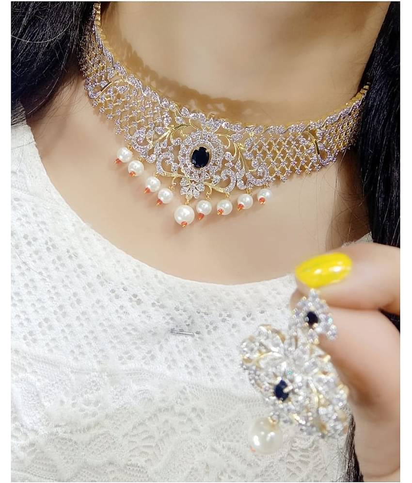 Ladymania Alloy Black Contemporary/Fashion Necklaces Set Choker