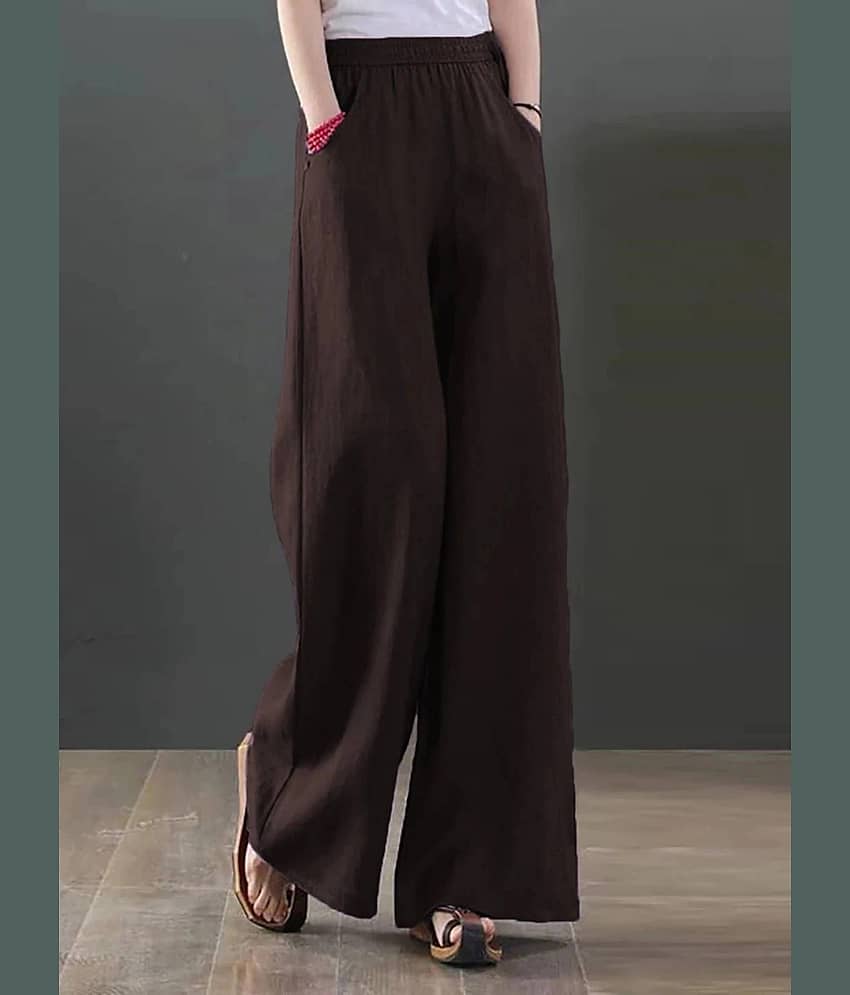kotty Women Cotton Blend Casual Trousers ( Brown )