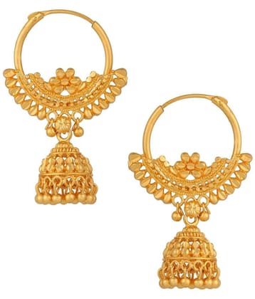 VIVASTRI Golden Jhumki Earrings ( Pack of 1 ) - Golden