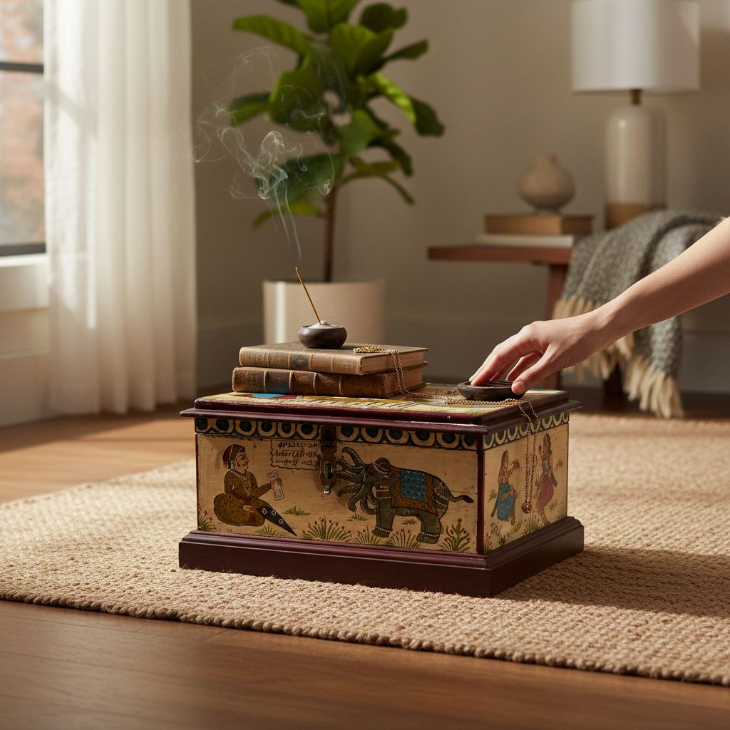 Wooden Antique Makeup Box & Jewelry Box