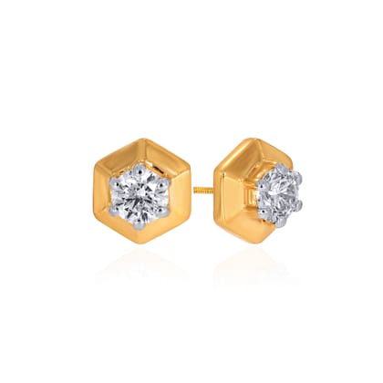Senco Gold 18K Yellow Gold Men Diamond Earrings (1.1 gram / 0.18 Ct / G-VVS / 18K Yellow Gold)