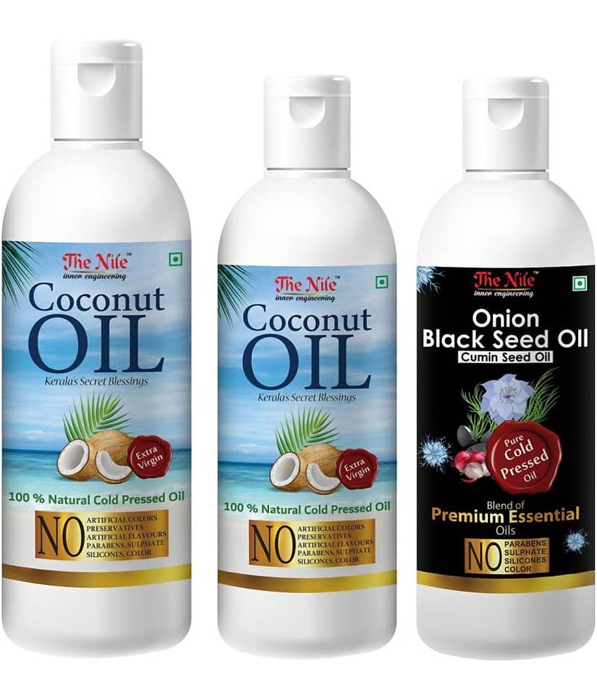 The Nile Coconut Oil 150 Ml + 100 ML(250ML) +Onion Blackseed Oil 100 Ml 350 mL Pack of 3