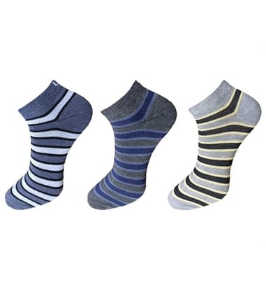3_Pair Set Unisex Casual Cotton Striped Ankle Length Socks (Multicolor)-PID54101 3_Pair Set Unisex Casual Cotton Striped Ankle Length Socks (Multicolor)-PID54101