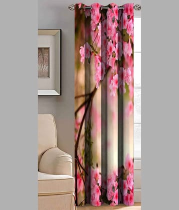 BELLA TRUE Floral Semi-Transparent Curtain 7 ft Pack of 1 Multi Color