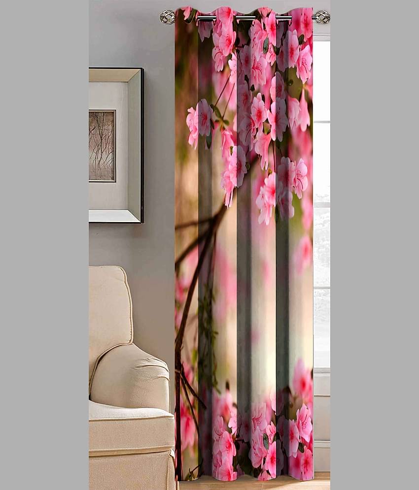 BELLA TRUE Floral Semi-Transparent Curtain 7 ft Pack of 1 Multi Color