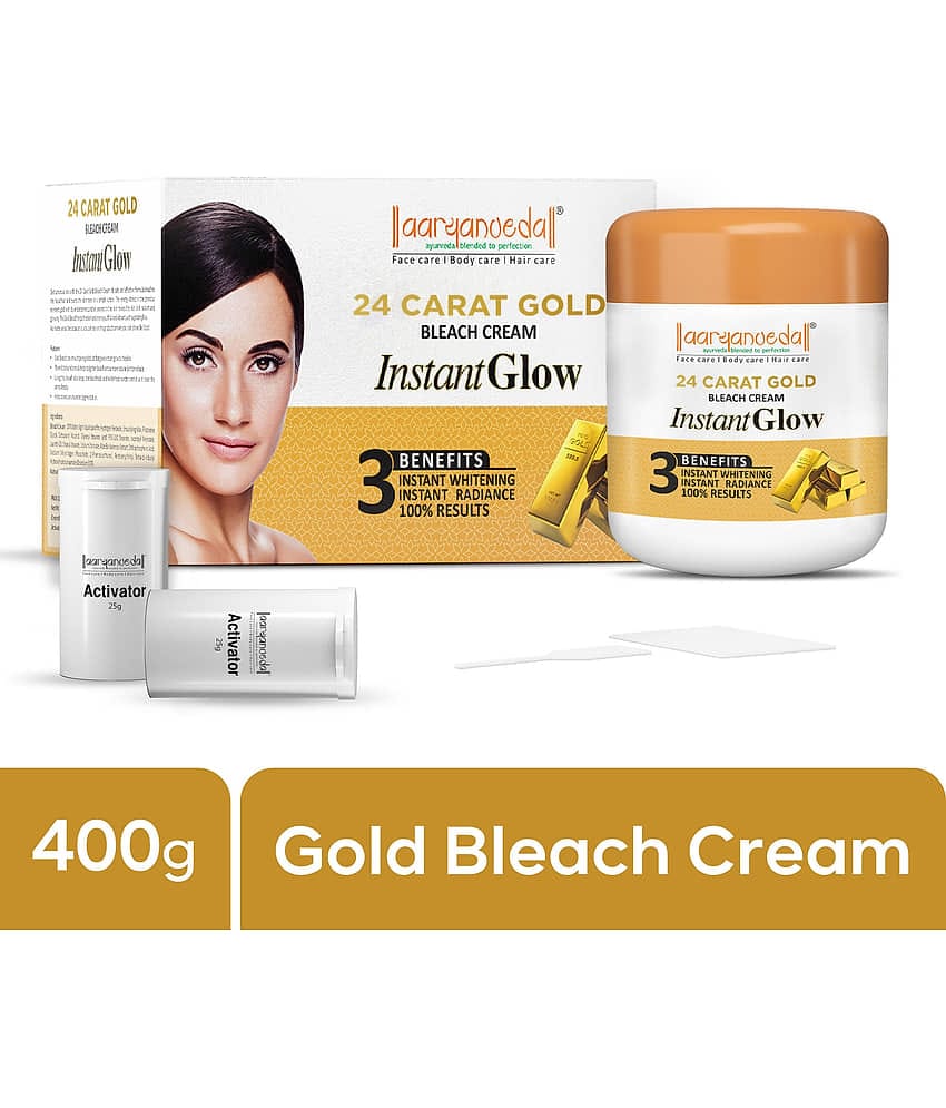 Aaryanveda Gold Bleach Cream 3 Times Use Facial Kit For All Skin Type Gold 400 ( Pack of 1 )