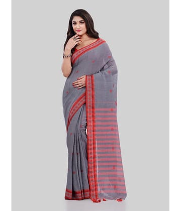 Desh Bidesh - Grey Cotton Saree With Blouse Piece ( Pack of 1 ) - Grey