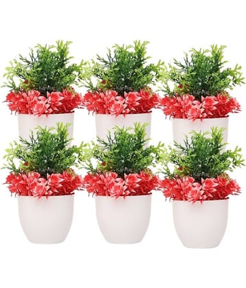 KanRaj - Multicolor Wild Artificial Flowers With Pot ( Pack of 6 )