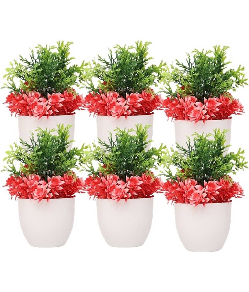 KanRaj - Multicolor Wild Artificial Flowers With Pot ( Pack of 6 )