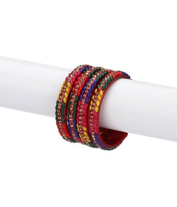 Designer Colorful Collection Multi 12 Fashion Bangle Set Ornamented With Exclusive Beads-HB1.b