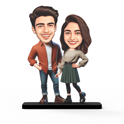 Avatar Stand Personalized Gift for Husband, Wife, Boyfriend, Girlfriend Character Caricature Photo Frame Unique Design Customized Gift for Friends & Family Return Gift (Couple 14)-7 INCHES