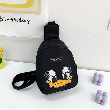 Duck Printed Mini Crossbody Bag for Kids-Black