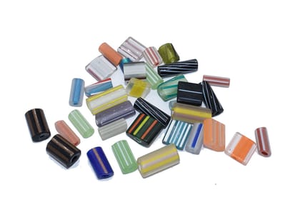 Chevron Glass  beads, 6-layer glass chevron beads, Venetian chevron, trade bead Venetian, African trade bead, vintage Murano glass beads , BWSRON-066-Per Packet of 50 Pieces (100 Gram) / Irregual