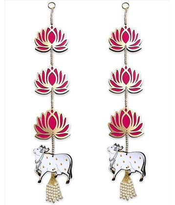 THRIFTKART MDF Pichwai Cows Door Hanging Multi - Pack of 2