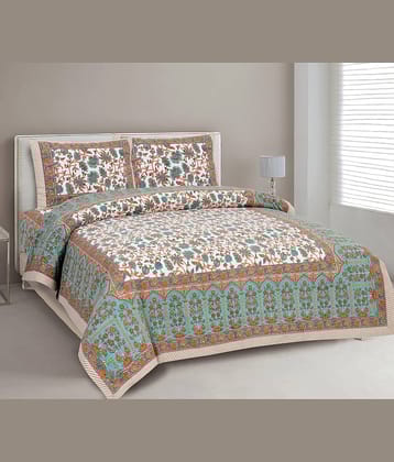 CLOTHORO Cotton 1 Double King Bedsheet with 2 Pillow Covers ( Multicolor )