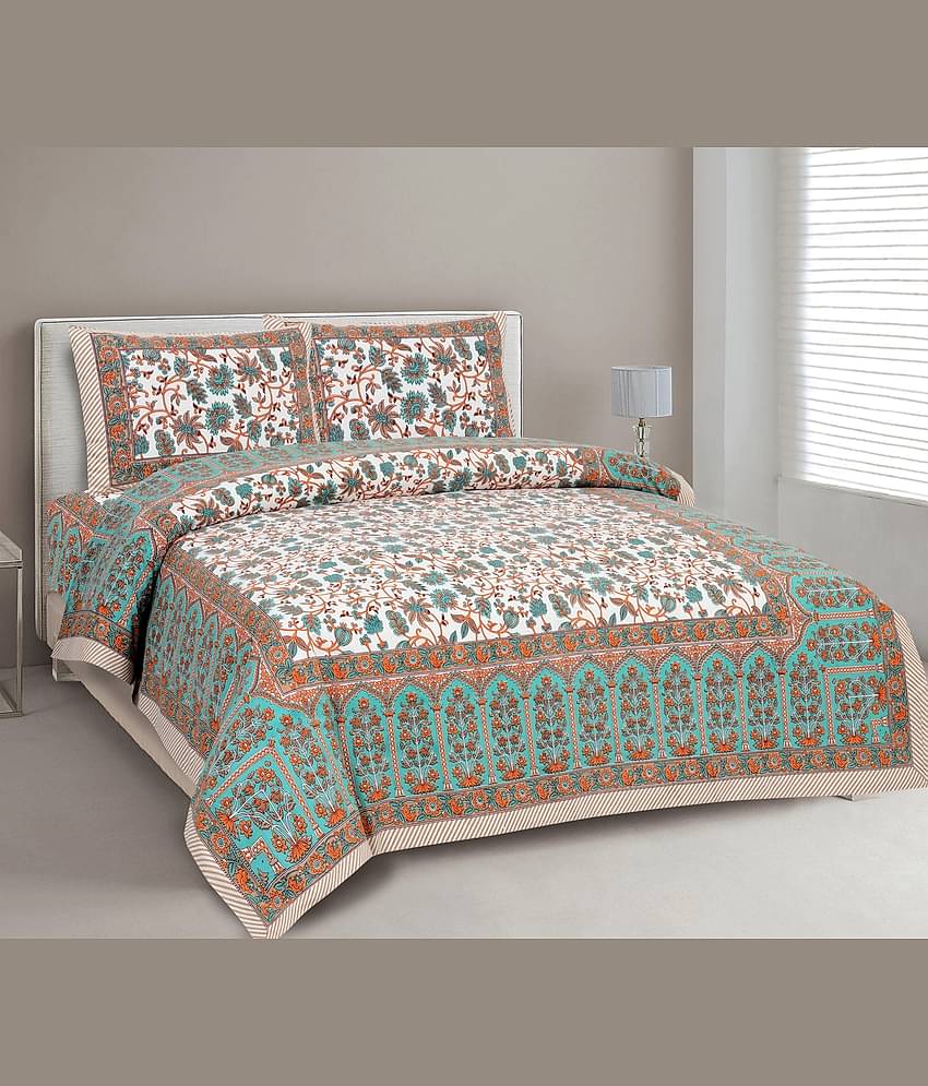 CLOTHORO Cotton 1 Double King Bedsheet with 2 Pillow Covers ( Multicolor )