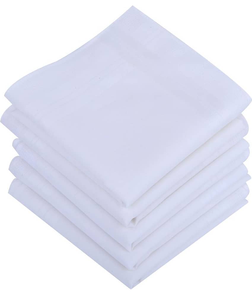 Dollar - White Cotton Men's Handkerchief ( Pack of 5 )