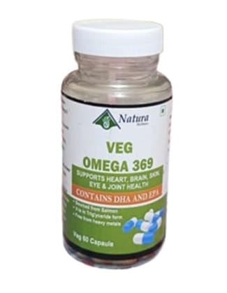 Plant-Based Omega 3-6-9 Flax Seed Oil Capsules, DHA & EPA Supplement for Heart, Brain, Skin, Eye & Joint Health, 60 Count