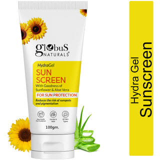 Globus Naturals Hydra Gel Sunscreen Sunflower & Aloe Vera, Sun Protection for All Skin Types, 100gm