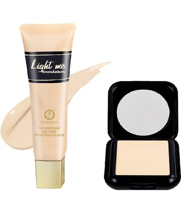 Colors Queen Light Me Foundation with Fit for U Matte Compact Powder (Combo of 2)