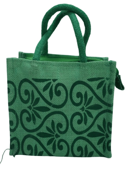 Green Printed Jute Bag - Eco-Friendly & Stylish Tote