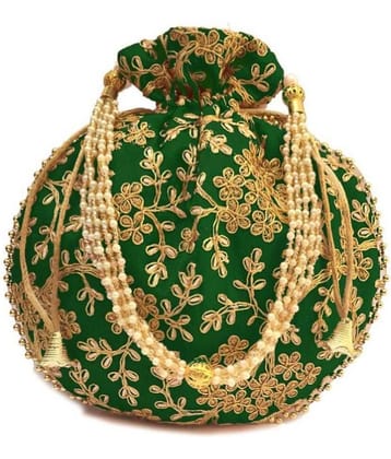Raj Green Silk Potli