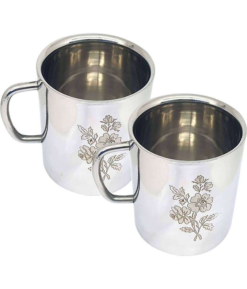 bartan hub Double walled Mug Steel Coffee Mug 2 Pcs 200 mL