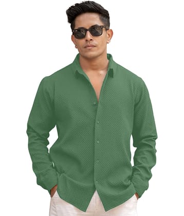 color bucket Cotton Blend Regular Fit Popcorn Textured Full Sleeves Men's Casual Shirt - Green ( Pack of 1 )