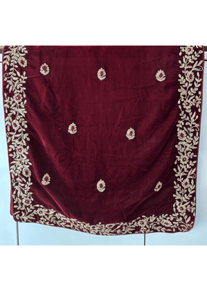 DARK MAROON HAND AARI STOLE