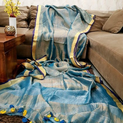 AWESOME LINEN COTTON PRINTED SAREE - 1847