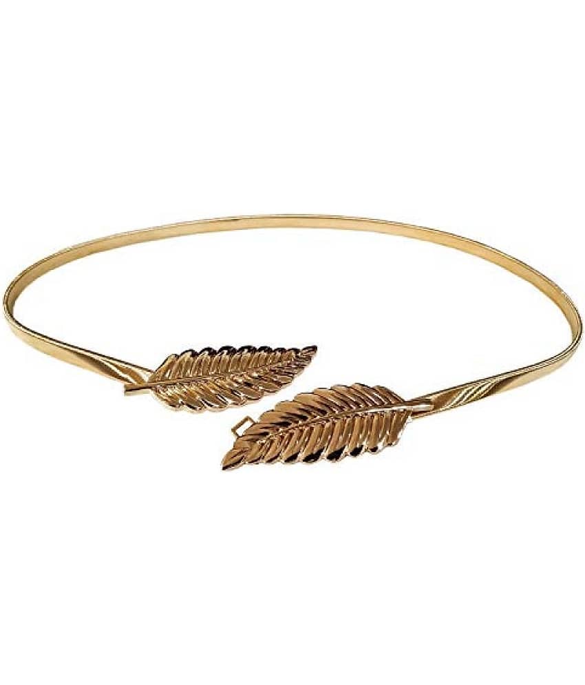 Livisorb Women's Stretchable Metallic Belt (BL4039, Golden, Free Size)
