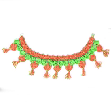 Vibrant Macrame Toran Wall Hanging|Orange and Green Macrame Wall Hanging ǀToran for Home Decoration ǀMain Door ǀEntrance DoorǀPooja Room ǀFestive Décor