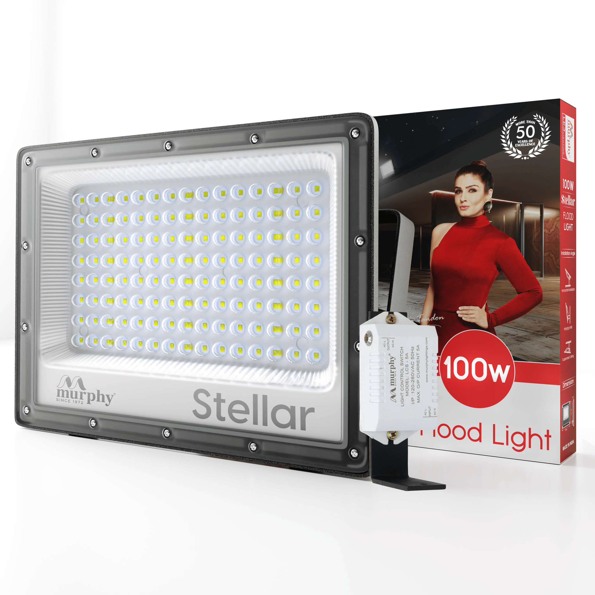 Murphy Steller 100W Led Waterproof with Auto On/Off Day Night Light Sensor Flood Light (Cool White, BIS Approved)-Pack of 1 / Cool White