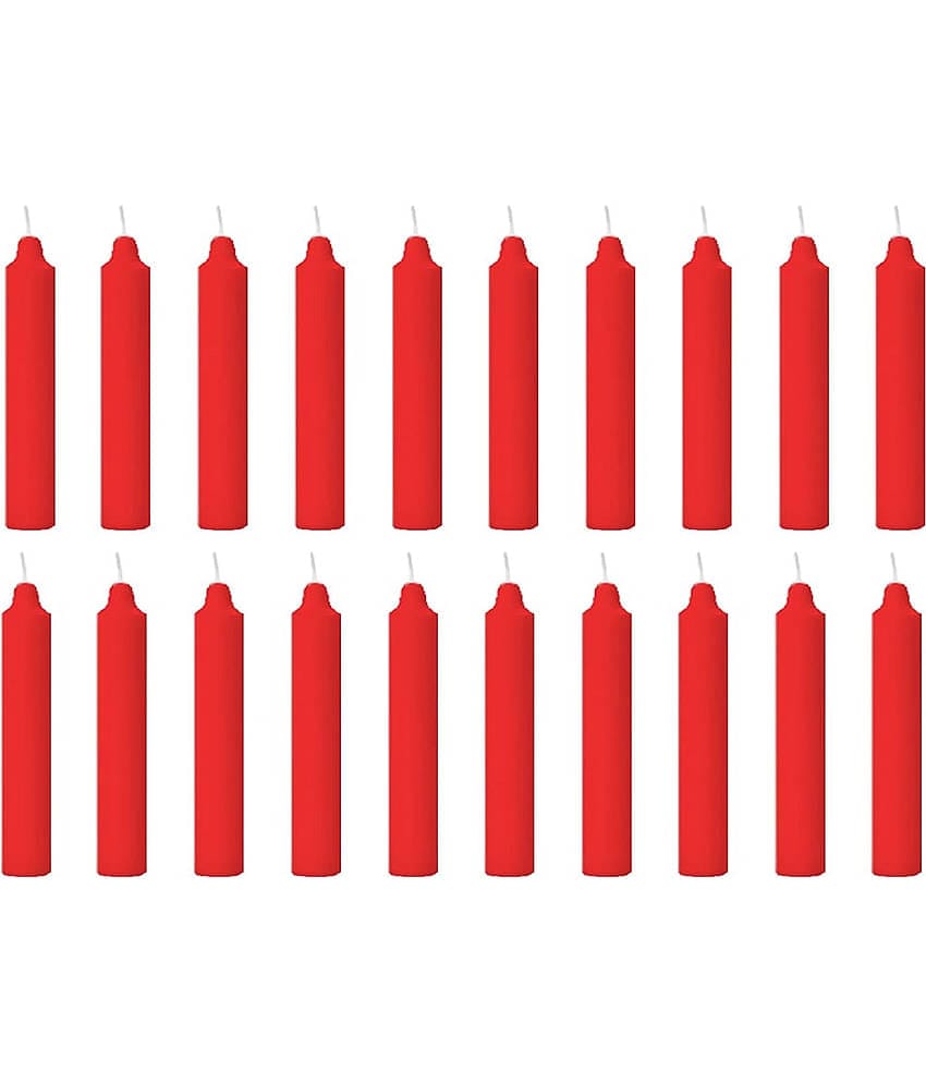 PROSPERRO LUMO - Red Unscented Pillar Candle 10 cm ( Pack of 20 )