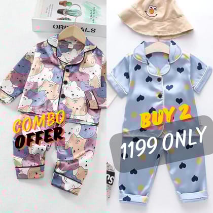 2 NIGHT SUITS COMBO FOR BOYS AND GIRLS (Printed)-1-2 YEARS