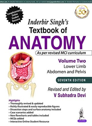 Inderbir Singh's Textbook of Anatomy ( Vol-2 ) 7th Edition 2019
