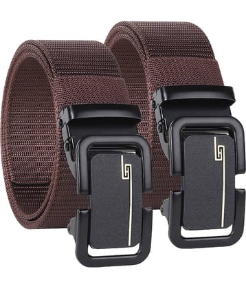 SILKSHOPPING - Brown Nylon Men's Casual Belt ( Pack of 2 )
