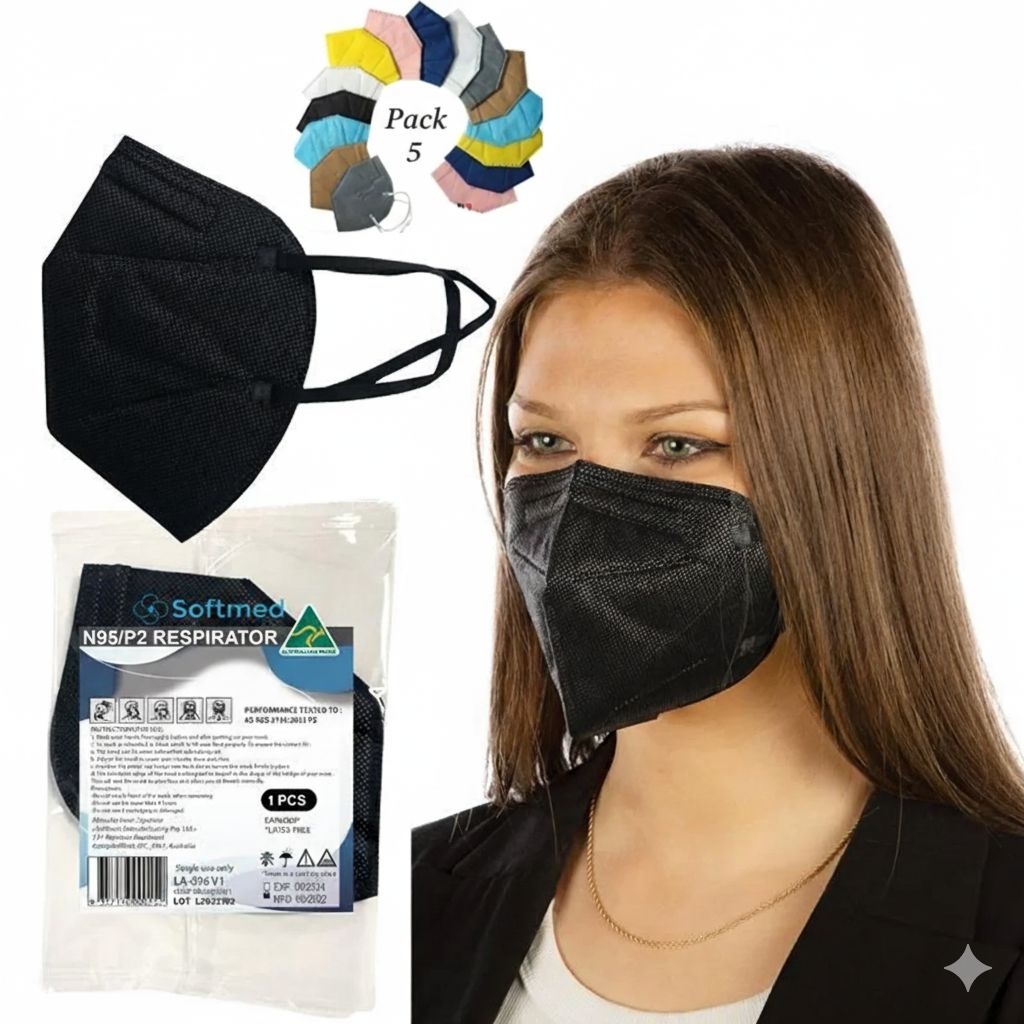 Pack of 5 N95 Masks Anti-Pollution Washable Re-usable 5 Layered