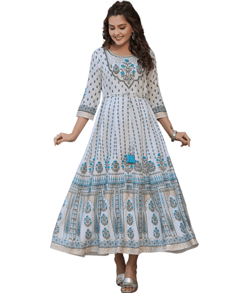 Juniper Women Silk Blend Printed Ethnic Dress ( Multicolor )