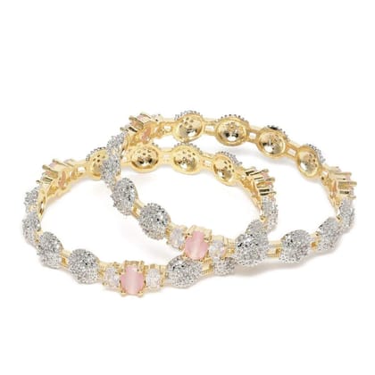 Gold-Plated Pink AD Studded Bangles