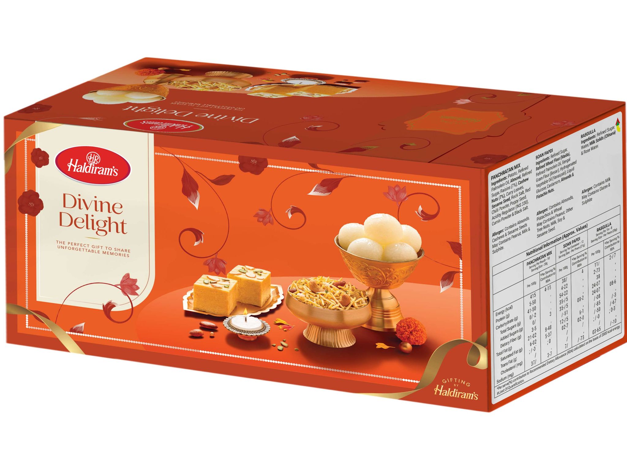 Haldiram's Divine Delight Gift Hamper  - Panchratan Mix 200g, Soan Papdi 250g & Rasgulla 500g 