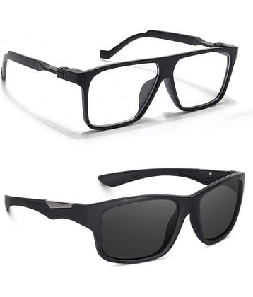 Elligator Black Square Sunglasses ( Pack of 2 )