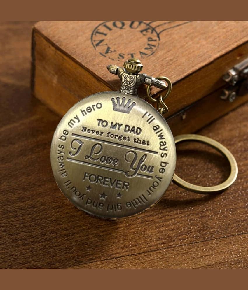 GT Gala Time To My Dad theme Gandhi Style Antique Pocket Watch Bike & Car Fathers Day Gift Key Chain