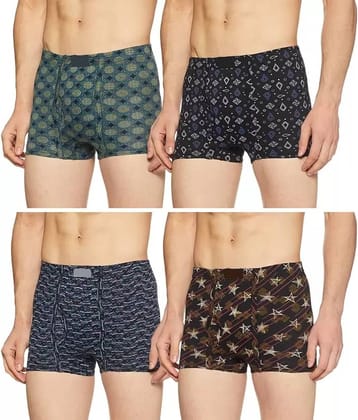 INNERO Pack of 4 Cotton Trunks For Men's ( Multicolor )
