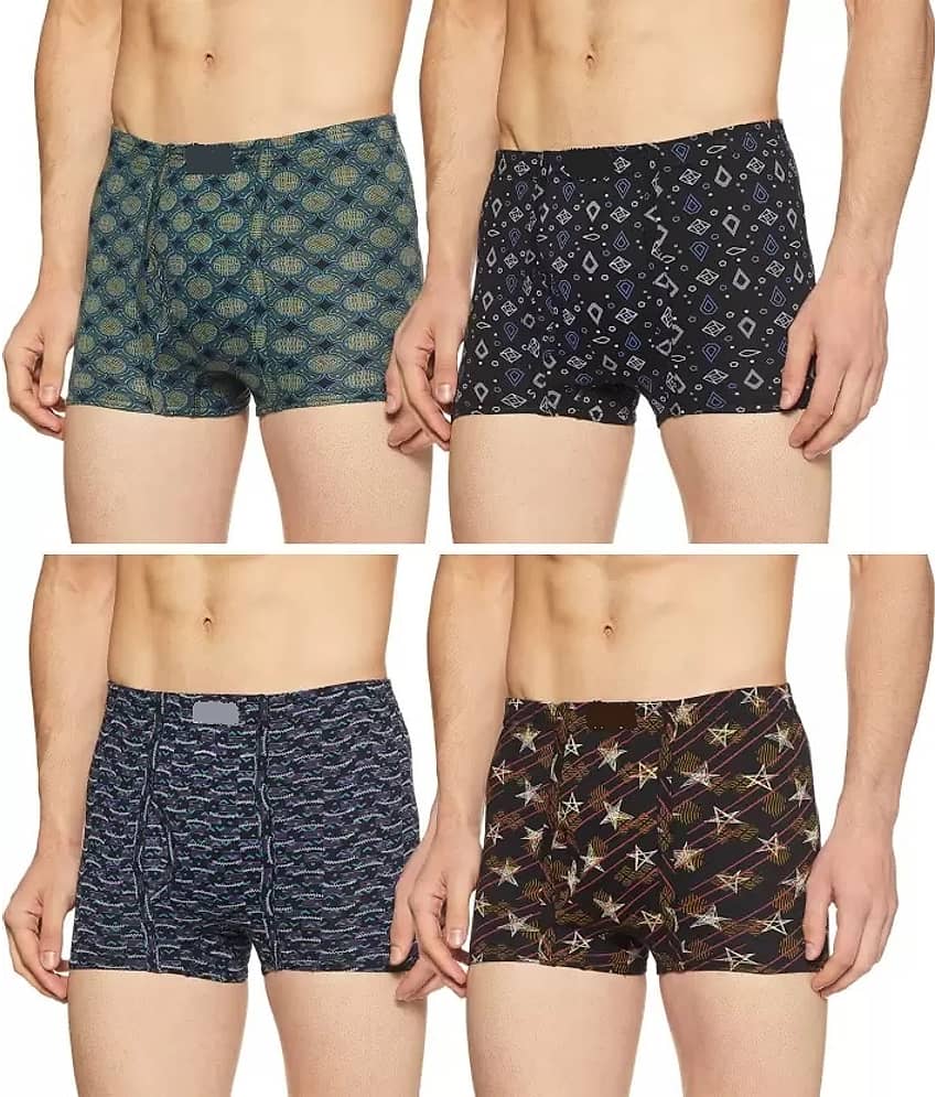 INNERO Pack of 4 Cotton Trunks For Men's ( Multicolor )