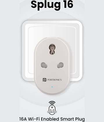 Portronics Splug 16:16A Wi-Fi Enabled Smart Plug ,White (POR 1475)
