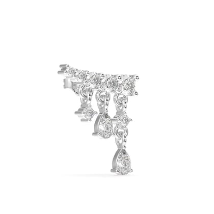 Flowing Stones - A Luxury Climber Stud Earring-Rhodium plated