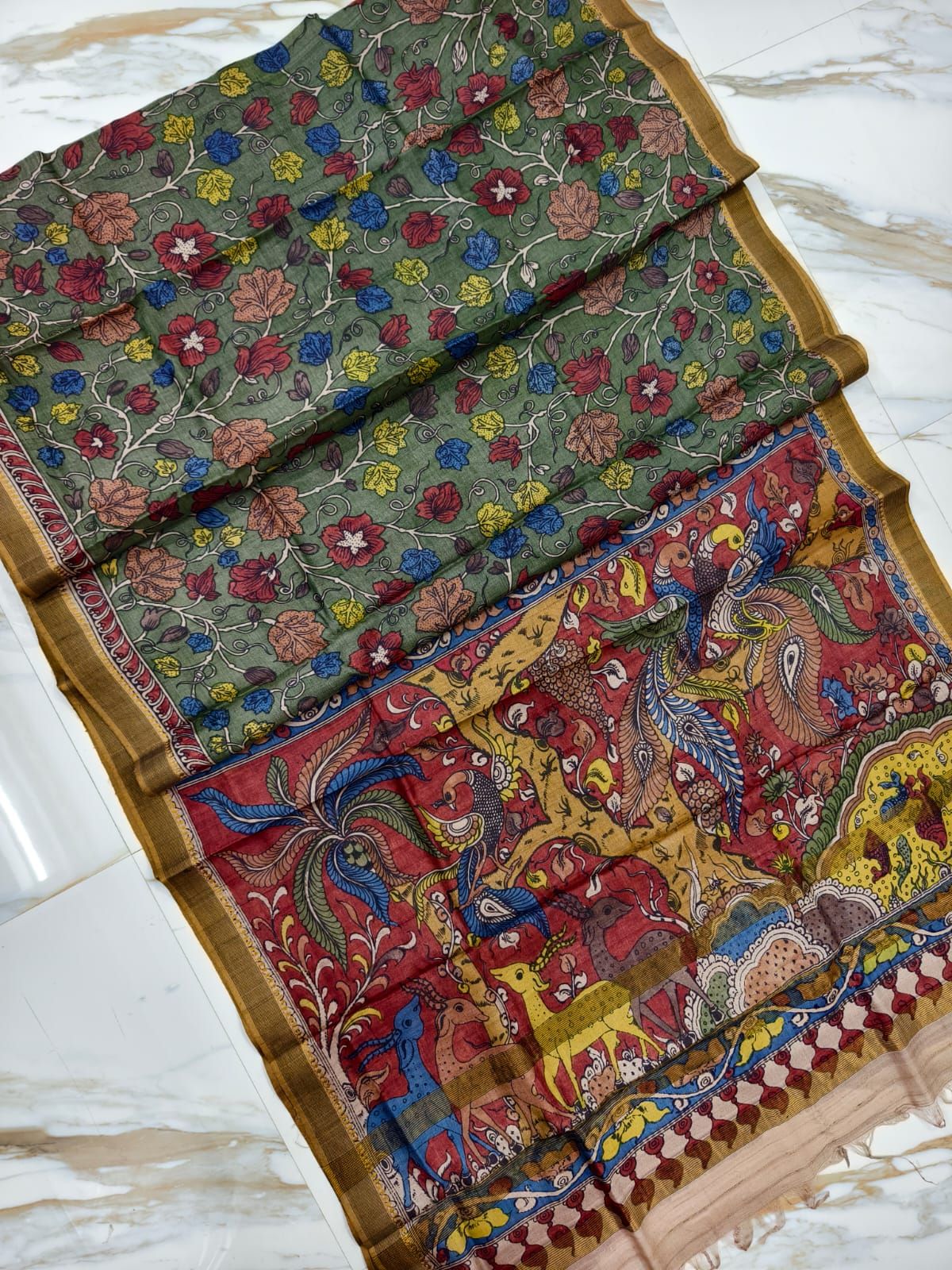 Kalahasti Kalamkari on Tusar Style 11-Tussar